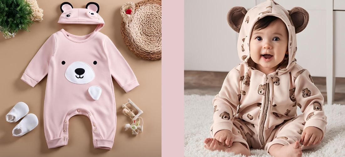 Rs 149 Bear Design Long-Sleeve Baby Jumpsuit Thespark Shop